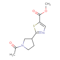 Chemical structure of methyl 2-(1-acetylpyrrolidin-3-yl)-1,3-thiazole-5-carboxylate - CSSB01998191709