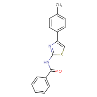 Chemical structure of N-[4-(4-methylphenyl)-1,3-thiazol-2-yl]benzamide - CSSB00104305399