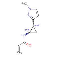 Chemical structure of rac-N-[(1R,2R)-2-(1-methyl-1H-pyrazol-3-yl)cyclopropyl]prop-2-enamide - CSSB09892409534
