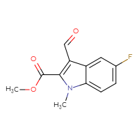Chemical structure of methyl 5-fluoro-3-formyl-1-methyl-1H-indole-2-carboxylate - CSSB00025773235