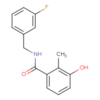 Chemical structure of N-[(3-fluorophenyl)methyl]-3-hydroxy-2-methylbenzamide - CSSB00040160330