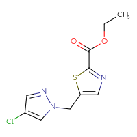 Chemical structure of ethyl 5-[(4-chloro-1H-pyrazol-1-yl)methyl]-1,3-thiazole-2-carboxylate - CSSB00024342913