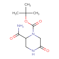 Chemical structure of tert-butyl 2-carbamoyl-5-oxopiperazine-1-carboxylate - CSSB01206379166