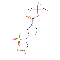 Chemical structure of tert-butyl (3S)-3-[(chlorosulfonyl)(2,2-difluoroethyl)amino]pyrrolidine-1-carboxylate - CSSB06256268501
