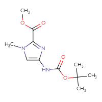 Chemical structure of methyl 4-{[(tert-butoxy)carbonyl]amino}-1-methyl-1H-imidazole-2-carboxylate - CSSB00010188525