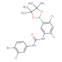 Chemical structure of 1-(4-bromo-3-chlorophenyl)-3-[4-chloro-2-fluoro-5-(4,4,5,5-tetramethyl-1,3,2-dioxaborolan-2-yl)phenyl]urea - CSSB21332115670