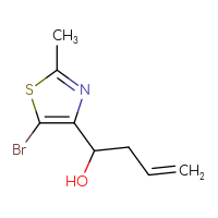 Chemical structure of 1-(5-bromo-2-methyl-1,3-thiazol-4-yl)but-3-en-1-ol - CSSB00153779375