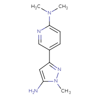 Chemical structure of 5-(5-amino-1-methyl-1H-pyrazol-3-yl)-N,N-dimethylpyridin-2-amine - CSSB00102985349