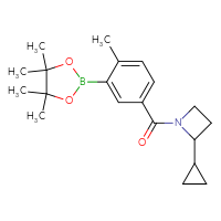 Chemical structure of 2-cyclopropyl-1-[4-methyl-3-(4,4,5,5-tetramethyl-1,3,2-dioxaborolan-2-yl)benzoyl]azetidine - CSSB00340074186