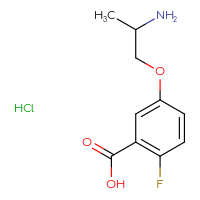 Chemical structure of 5-(2-aminopropoxy)-2-fluorobenzoic acid hydrochloride - CSSB14802770204