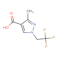 Chemical structure of 3-methyl-1-(2,2,2-trifluoroethyl)-1H-pyrazole-4-carboxylic acid - CSSB00000686957