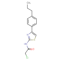 Chemical structure of 2-chloro-N-[4-(4-propylphenyl)-1,3-thiazol-2-yl]acetamide - CSSB00000681977