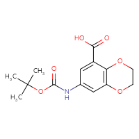Chemical structure of 7-{[(tert-butoxy)carbonyl]amino}-2,3-dihydro-1,4-benzodioxine-5-carboxylic acid - CSSB00116210509