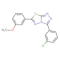 Chemical structure of 3-(3-chlorophenyl)-6-(3-methoxyphenyl)-[1,2,4]triazolo[3,4-b][1,3,4]thiadiazole - CSSB00121637840