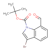 Chemical structure of tert-butyl 3-bromo-7-formyl-1H-indole-1-carboxylate - CSSB21332129845