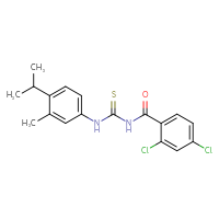 Chemical structure of 1-(2,4-dichlorobenzoyl)-3-[3-methyl-4-(propan-2-yl)phenyl]thiourea - CSSB00025734221