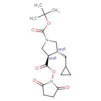 Chemical structure of rac-1-tert-butyl 3-(2,5-dioxopyrrolidin-1-yl) (3R,4R)-4-(cyclopropylmethyl)pyrrolidine-1,3-dicarboxylate - CSSB20620696308