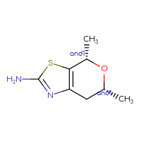 Chemical structure of rac-(4R,6S)-4,6-dimethyl-4H,6H,7H-pyrano[4,3-d][1,3]thiazol-2-amine - CSSB02125404174