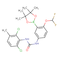 Chemical structure of 3-(2,6-dichloro-3-methylphenyl)-1-[4-(difluoromethoxy)-3-(4,4,5,5-tetramethyl-1,3,2-dioxaborolan-2-yl)phenyl]urea - CSSB21332088041