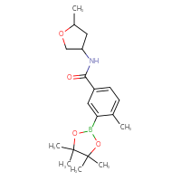 Chemical structure of 4-methyl-N-(5-methyloxolan-3-yl)-3-(4,4,5,5-tetramethyl-1,3,2-dioxaborolan-2-yl)benzamide - CSSB00360348463