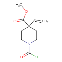 Chemical structure of methyl 1-(carbonochloridoyl)-4-ethenylpiperidine-4-carboxylate - CSSB14978150802