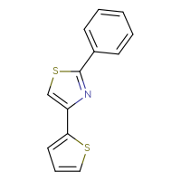 Chemical structure of 2-phenyl-4-(thiophen-2-yl)-1,3-thiazole - CSSB00000256522