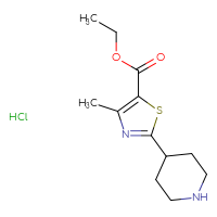 Chemical structure of ethyl 4-methyl-2-(piperidin-4-yl)-1,3-thiazole-5-carboxylate hydrochloride - CSSB14907598877