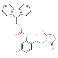 Chemical structure of 2,5-dioxopyrrolidin-1-yl 2-({[(9H-fluoren-9-yl)methoxy]carbonyl}amino)-4-fluorobenzoate - CSSB20270437544