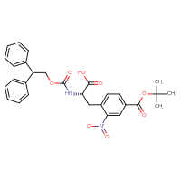 Chemical structure of (2S)-3-{4-[(tert-butoxy)carbonyl]-2-nitrophenyl}-2-({[(9H-fluoren-9-yl)methoxy]carbonyl}amino)propanoic acid - CSSB20906343904
