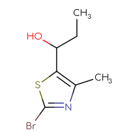 Chemical structure of 1-(2-bromo-4-methyl-1,3-thiazol-5-yl)propan-1-ol - CSSB21246424042