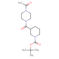 Chemical structure of tert-butyl 3-(4-acetylpiperazine-1-carbonyl)piperidine-1-carboxylate - CSSB00701847389