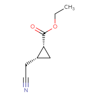 Chemical structure of ethyl (1R,2R)-2-(cyanomethyl)cyclopropane-1-carboxylate - CSSB00016236004