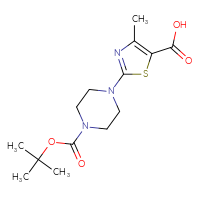 Chemical structure of 2-{4-[(tert-butoxy)carbonyl]piperazin-1-yl}-4-methyl-1,3-thiazole-5-carboxylic acid - CSSB00010195755
