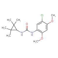 Chemical structure of 1-(5-chloro-2,4-dimethoxyphenyl)-3-(2,2,3,3-tetramethylcyclopropyl)urea - CSSB02114279969