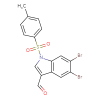 Chemical structure of 5,6-dibromo-1-(4-methylbenzenesulfonyl)-1H-indole-3-carbaldehyde - CSSB21332129479