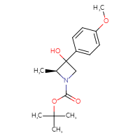 Chemical structure of tert-butyl (2S)-3-hydroxy-3-(4-methoxyphenyl)-2-methylazetidine-1-carboxylate - CSSB02130117333