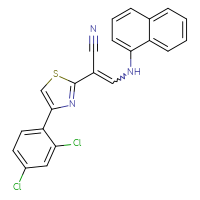 Chemical structure of 2-[4-(2,4-dichlorophenyl)-1,3-thiazol-2-yl]-3-[(naphthalen-1-yl)amino]prop-2-enenitrile - CSSB00121732783