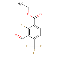 Chemical structure of ethyl 2-fluoro-3-formyl-4-(trifluoromethyl)benzoate - CSSB06835378506