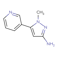 Chemical structure of 1-methyl-5-(pyridin-3-yl)-1H-pyrazol-3-amine - CSSB00010590485
