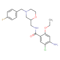Chemical structure of 4-amino-5-chloro-2-ethoxy-N-({4-[(4-fluorophenyl)methyl]morpholin-2-yl}methyl)benzamide - CSSB00016987843