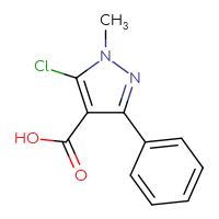 Chemical structure of 5-chloro-1-methyl-3-phenyl-1H-pyrazole-4-carboxylic acid - CSSB00011263353