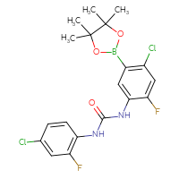 Chemical structure of 3-[4-chloro-2-fluoro-5-(4,4,5,5-tetramethyl-1,3,2-dioxaborolan-2-yl)phenyl]-1-(4-chloro-2-fluorophenyl)urea - CSSB21332139087