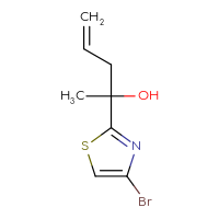 Chemical structure of 2-(4-bromo-1,3-thiazol-2-yl)pent-4-en-2-ol - CSSB00153643901