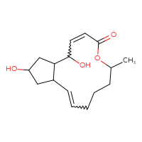 Chemical structure of 1,13-dihydroxy-6-methyl-1H,4H,6H,7H,8H,9H,11aH,12H,13H,14H,14aH-cyclopenta[f]oxacyclotridecan-4-one - CSSB00020668941