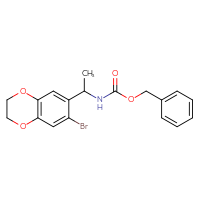 Chemical structure of benzyl N-[1-(7-bromo-2,3-dihydro-1,4-benzodioxin-6-yl)ethyl]carbamate - CSSB02289520829