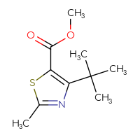 Chemical structure of methyl 4-tert-butyl-2-methyl-1,3-thiazole-5-carboxylate - CSSB00012360429