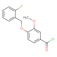 Chemical structure of 4-[(2-fluorophenyl)methoxy]-3-methoxybenzoyl chloride - CSSB00020597120