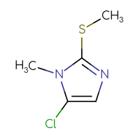 Chemical structure of 5-chloro-1-methyl-2-(methylsulfanyl)-1H-imidazole - CSSB00045648653