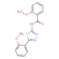 Chemical structure of 2-methoxy-N-[5-(2-methoxyphenyl)-1,3,4-thiadiazol-2-yl]benzamide - CSSB00020642390