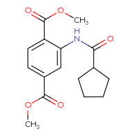 Chemical structure of 1,4-dimethyl 2-cyclopentaneamidobenzene-1,4-dicarboxylate - CSSB00026370849